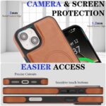 For iPhone 14 Plus Kalebol Strong Magnetic MagSafe Ring 2 In 1 Split Leather Phone Case(Brown) - Image 7