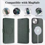 For iPhone 14 Plus Kalebol Strong Magnetic MagSafe Ring 2 In 1 Split Leather Phone Case(Green) - Image 3