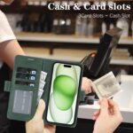 For iPhone 14 Plus Kalebol Strong Magnetic MagSafe Ring 2 In 1 Split Leather Phone Case(Green) - Image 6