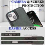 For iPhone 14 Plus Kalebol Strong Magnetic MagSafe Ring 2 In 1 Split Leather Phone Case(Green) - Image 7