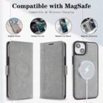 For iPhone 14 Plus Kalebol Strong Magnetic MagSafe Ring 2 In 1 Split Leather Phone Case(Gray) - Image 3