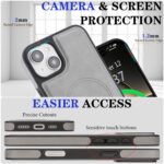 For iPhone 14 Plus Kalebol Strong Magnetic MagSafe Ring 2 In 1 Split Leather Phone Case(Gray) - Image 7