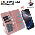 For iPhone 14 Plus Kalebol Strong Magnetic MagSafe Ring 2 In 1 Split Leather Phone Case(Rose Gold) - Image 2