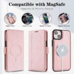 For iPhone 14 Plus Kalebol Strong Magnetic MagSafe Ring 2 In 1 Split Leather Phone Case(Rose Gold) - Image 3