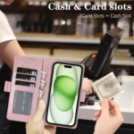 For iPhone 14 Plus Kalebol Strong Magnetic MagSafe Ring 2 In 1 Split Leather Phone Case(Rose Gold) - Image 6