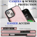 For iPhone 14 Plus Kalebol Strong Magnetic MagSafe Ring 2 In 1 Split Leather Phone Case(Rose Gold) - Image 7