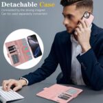 For iPhone 14 Plus Kalebol Strong Magnetic MagSafe Ring 2 In 1 Split Leather Phone Case(Rose Gold) - Image 9