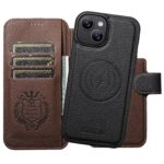 For iPhone 15 Plus Suteni Q05 -in-1 Multi-function MagSafe Wallet Big Litchi Leather Phone Case(Black) - Image 2
