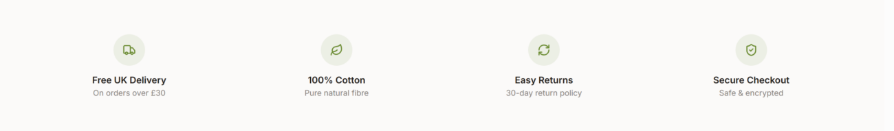 free uk delivery 100% cotton secure checkout