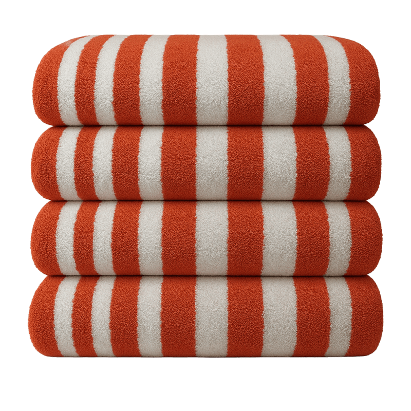 Orange Stripes Cotton Bath Sheet in 600GSM 100% combed long-staple cotton, 75 x 150 cm