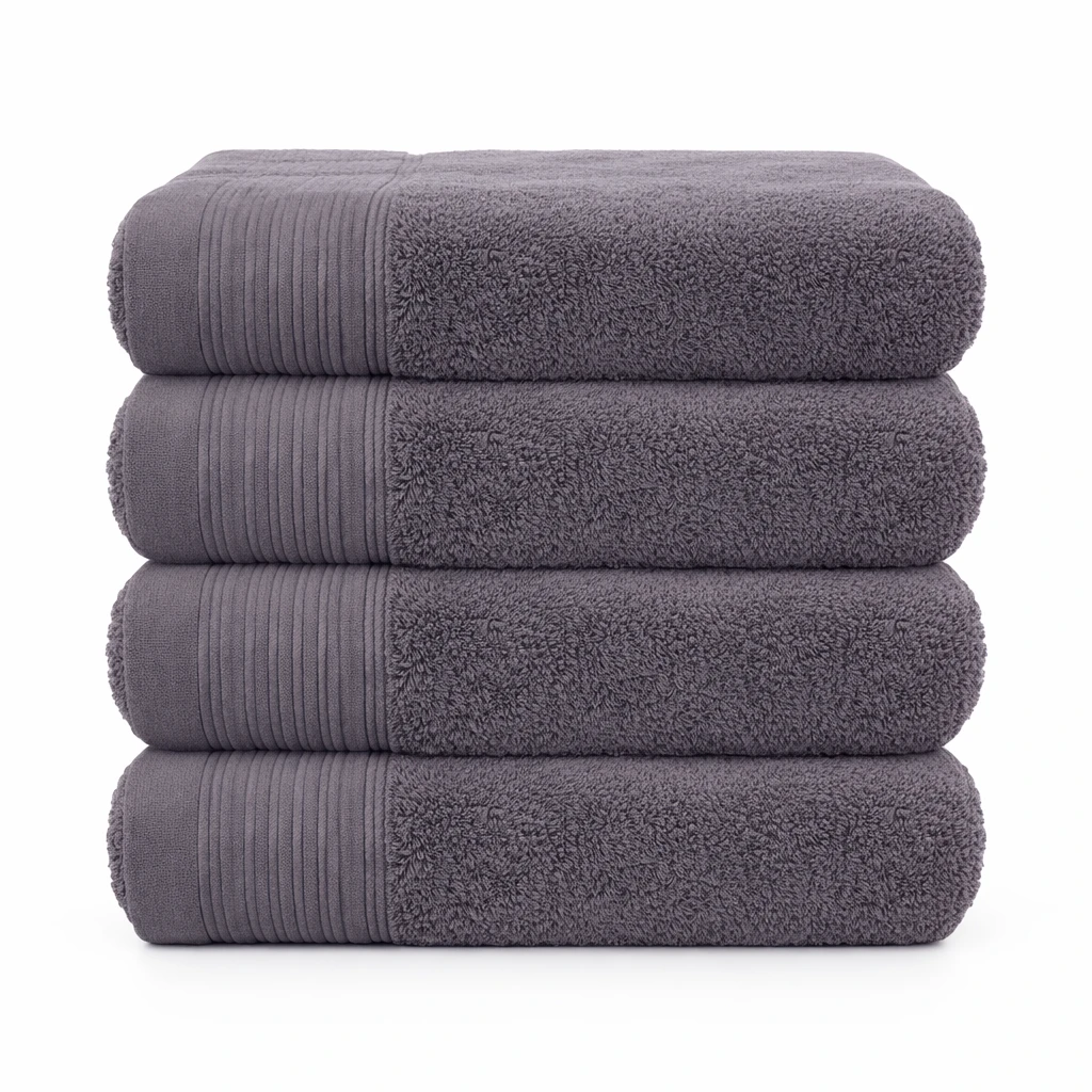 Dark Grey Cotton Bath Towels Hand Towels Sets (12) IZORRA 100% cotton bath towel 50x90 cm cm 600GSM - folded hero shot