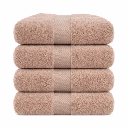 Beige Close-up of 600GSM towel texture — 100% cotton loops showing plush, absorbent construction, 50x90 cm size