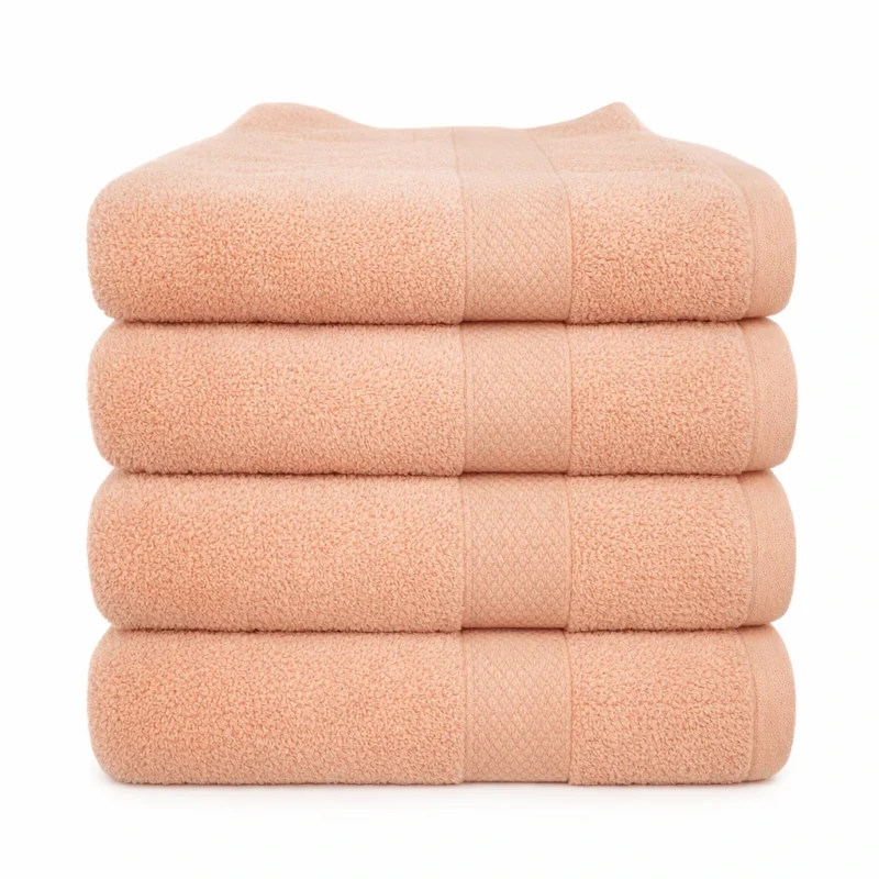 Peach Cotton Bath Hand Towel in 600GSM 100% combed long-staple cotton, 50 x 90 cm
