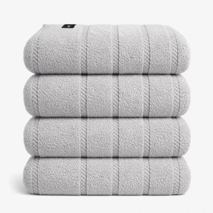 Soft absorbent 600GSM bath towel in grey - premium 100% cotton, fast drying and machine washable