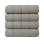 Close-up of 600GSM towel loop pile — 100% cotton texture showing plush absorbent weave