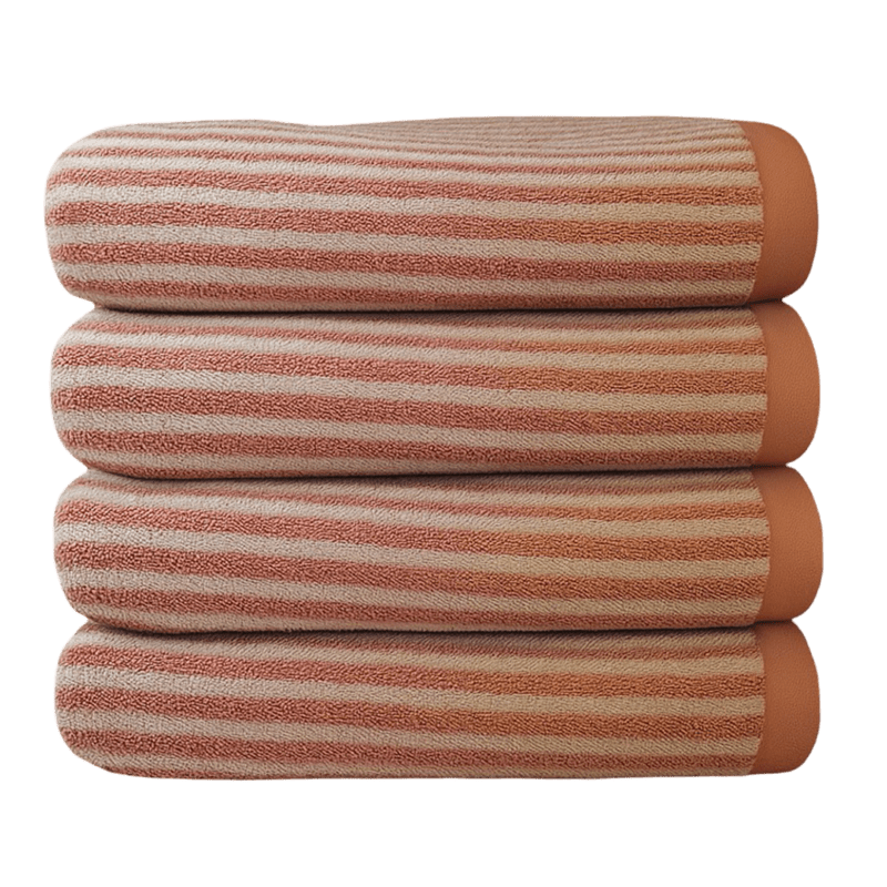 Peach Stripes Cotton Bath Sheet in 600GSM 100% combed long-staple cotton, 75 x 150 cm