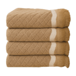 Large brown bath towel hanging in modern bathroom - IZORRA 75x150 cm