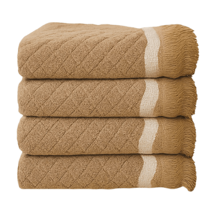 Large brown bath towel hanging in modern bathroom - IZORRA 75x150 cm