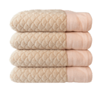 Large Cream bath towel hanging in modern bathroom - IZORRA 75x150 cm