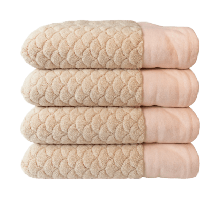 Large Cream bath towel hanging in modern bathroom - IZORRA 75x150 cm