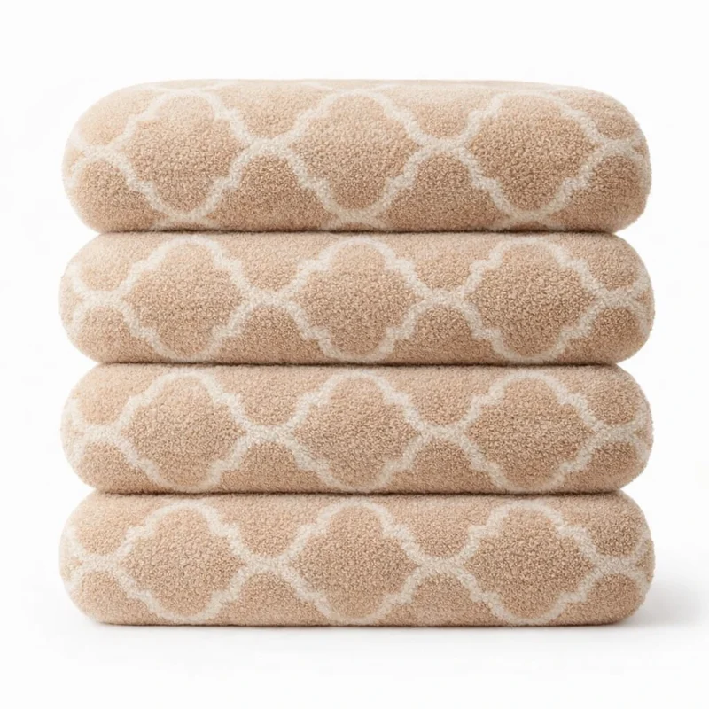 Latte Trellis Cotton Bath Sheet in 600GSM 100% combed long-staple cotton, 75 x 150 cm
