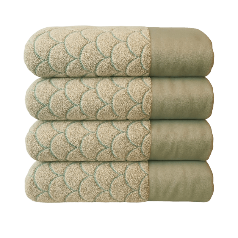 Seafoam Fish Scale Cotton Bath Sheet - 600GSM 100% cotton, 75 x 150 cm