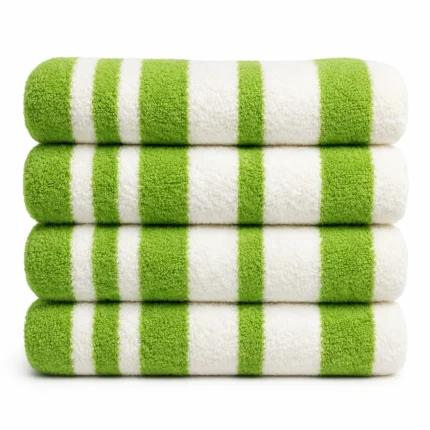 Luxury 100% cotton large bath towel 600GSM in Green Stripes soft absorbent 75x150 cm for home hotel & spa