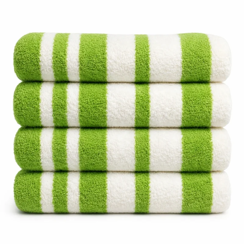 Green Stripes Cotton Bath Sheet in 600GSM 100% combed long-staple cotton, 75 x 150 cm