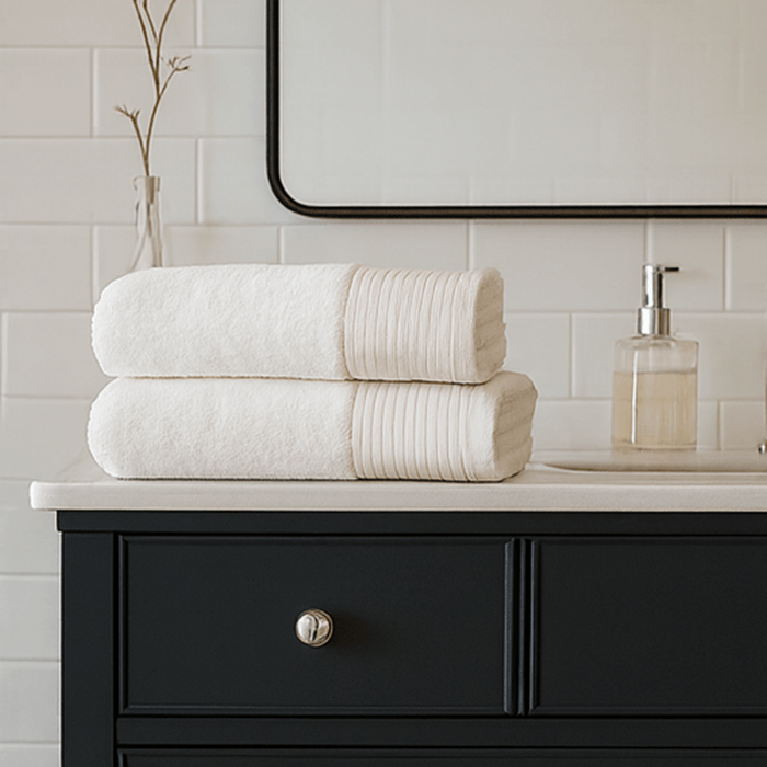 Soft absorbent 600GSM bath towel in white — premium 100% cotton, fast drying and machine washable