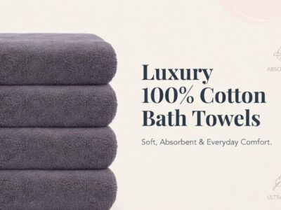 Large green bath towel hanging in modern bathroom - IZORRA 75x150 cm