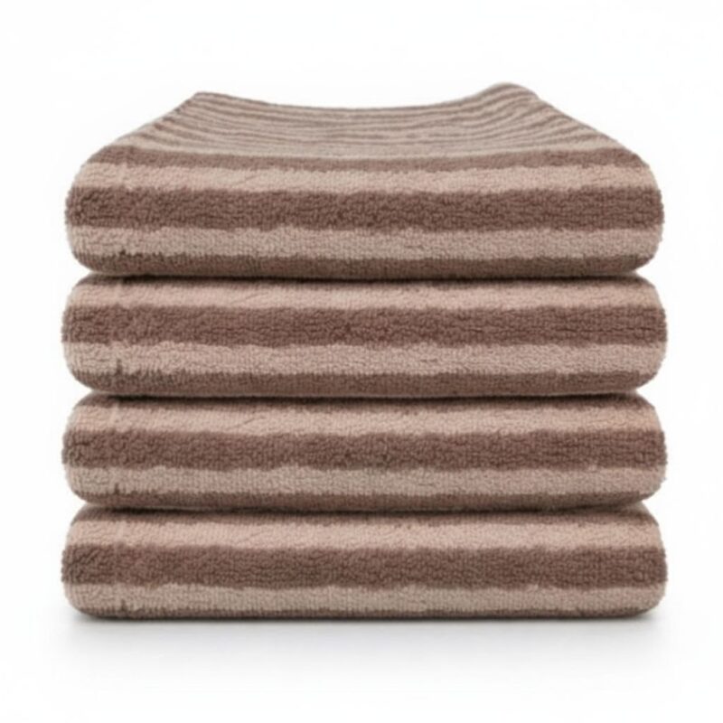 Light Brown Stripes Bath Hand Towels in 600GSM 100% combed long-staple cotton, 50 x 90 cm