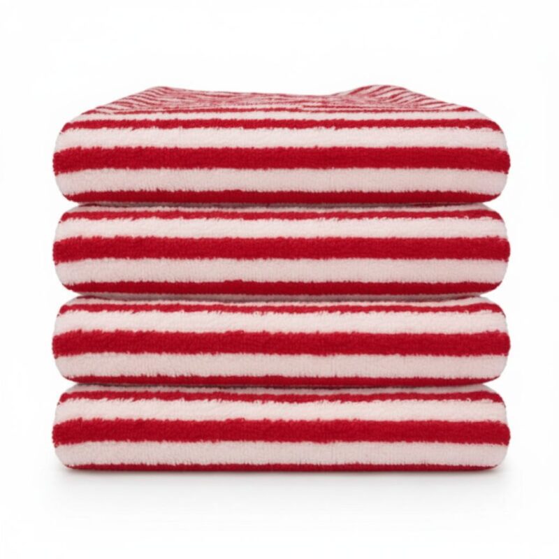 Red Stripes Cotton Bath Hand Towels - 600GSM 100% cotton, 50 x 90 cm