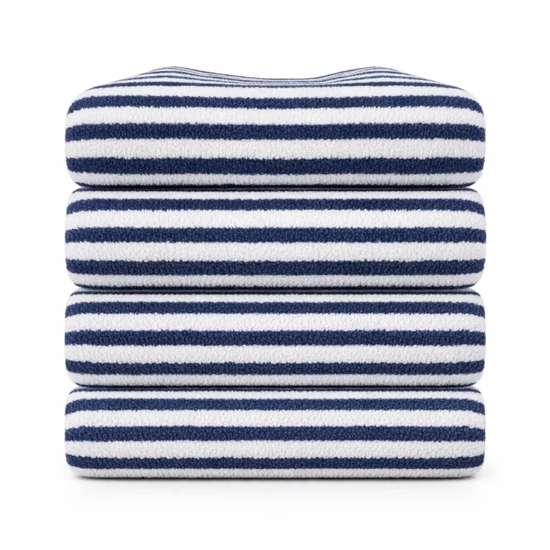 Blue Lines Bath Hand Towels in 600GSM 100% combed long-staple cotton, 50 x 90 cm