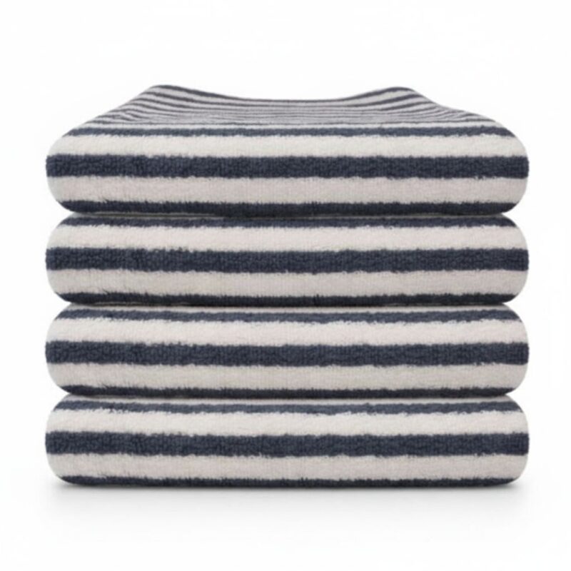 Light Grey Stripes Bath Hand Towels in 600GSM 100% combed long-staple cotton, 50 x 90 cm