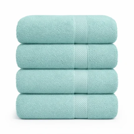 Luxury 100% cotton large bath towel 600GSM in white soft, absorbent 50x90 cm for home, hotel spa seafoam