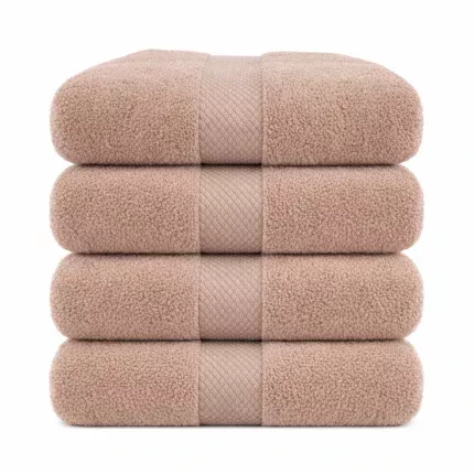 Beige Close-up of 600GSM towel texture — 100% cotton loops showing plush, absorbent construction, 50x90 cm size