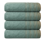 Close-up of 600GSM towel texture 100% cotton loops showing plush absorbent construction, 75x150 cm size