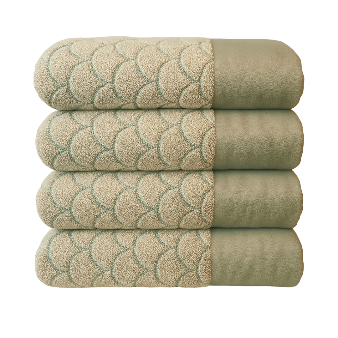 Seafoam Fish Scale Cotton Bath Sheet - 600GSM 100% cotton, 75 x 150 cm