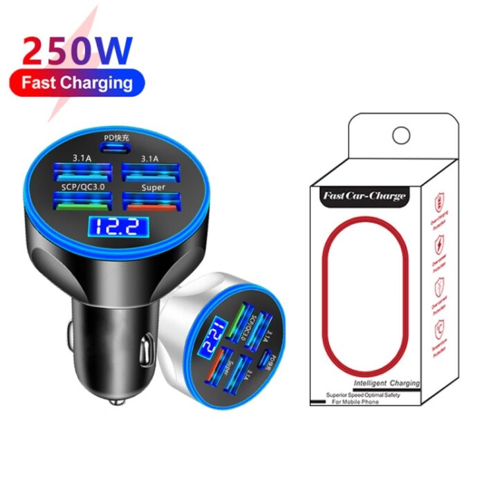 WGS-G37 5 in 1 Digital Display Super Fast Charging Car Ch... - Image 2