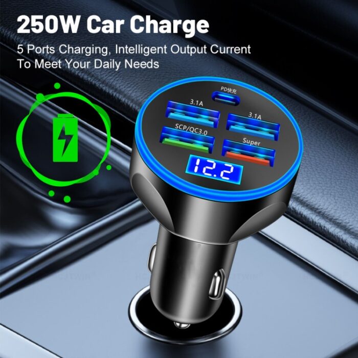 WGS-G37 5 in 1 Digital Display Super Fast Charging Car Ch... - Image 7