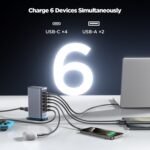 JOYROOM JR-TCM02 6 in 1 65W GaN 4 USB-C & 2 USB-A Multi-p... - Image 4