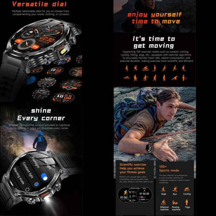 AK82 BT Call Smart Watch, Support Blood Oxygen / Blood Pressure / Heart Rate / Sports Health Monitoring Fitness Tracker - Image 8