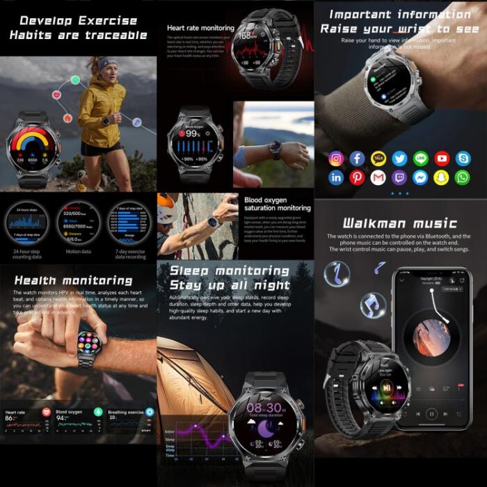 AK82 BT Call Smart Watch, Support Blood Oxygen / Blood Pressure / Heart Rate / Sports Health Monitoring Fitness Tracker - Image 9