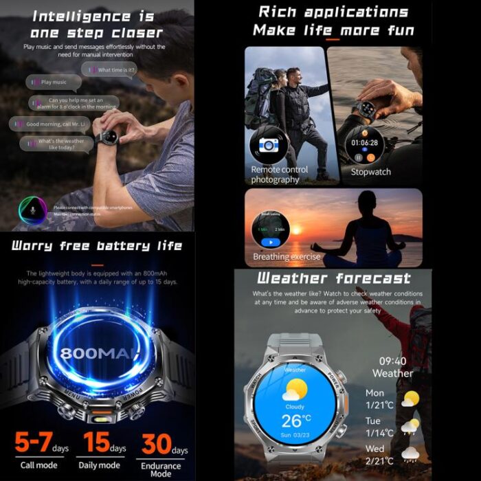 AK82 BT Call Smart Watch, Support Blood Oxygen / Blood Pressure / Heart Rate / Sports Health Monitoring Fitness Tracker - Image 10