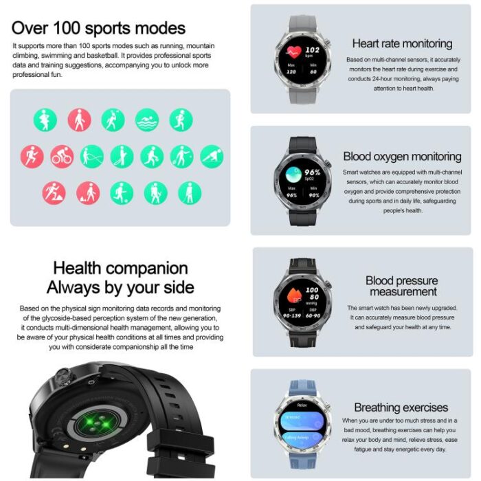AK83 BT Call Smart Watch, Support Blood Pressure / Heart Rate / Sports Health Monitoring Fitness Tracker - Image 8