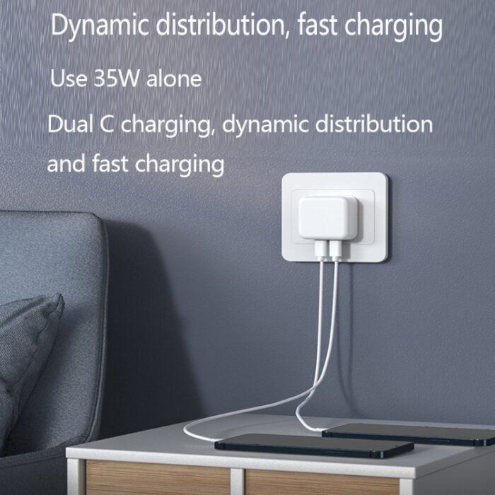 PD 35W Dual USB-C / Type-C Ports Charger for iPhone / iPad Series, UK Plug - Image 5