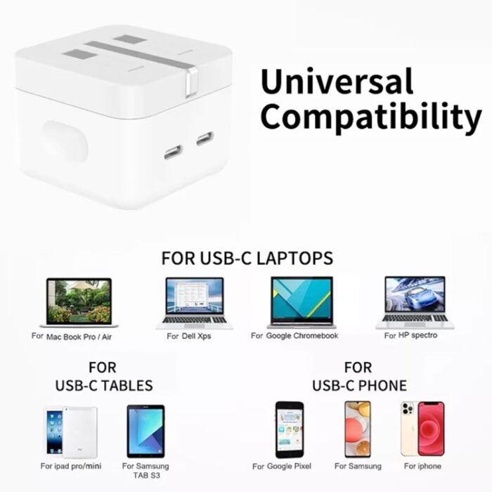 PD 35W Dual USB-C / Type-C Ports Charger for iPhone / iPad Series, UK Plug - Image 6