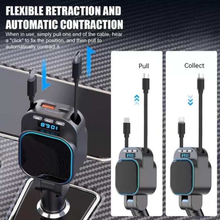 Dual Retractable Cable Car Charger Automobile Bluetooth M... - Image 7