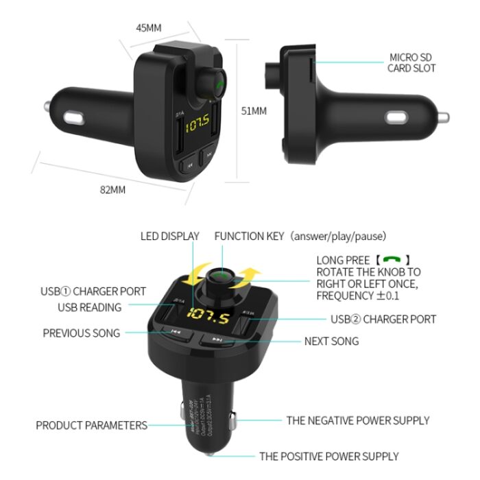 Bluetooth FM Transmitter Car Kit with Dual USB 3.1A Charger - Image 3