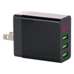 3-Port USB Travel Charger with LED Voltage Display, UK Plug